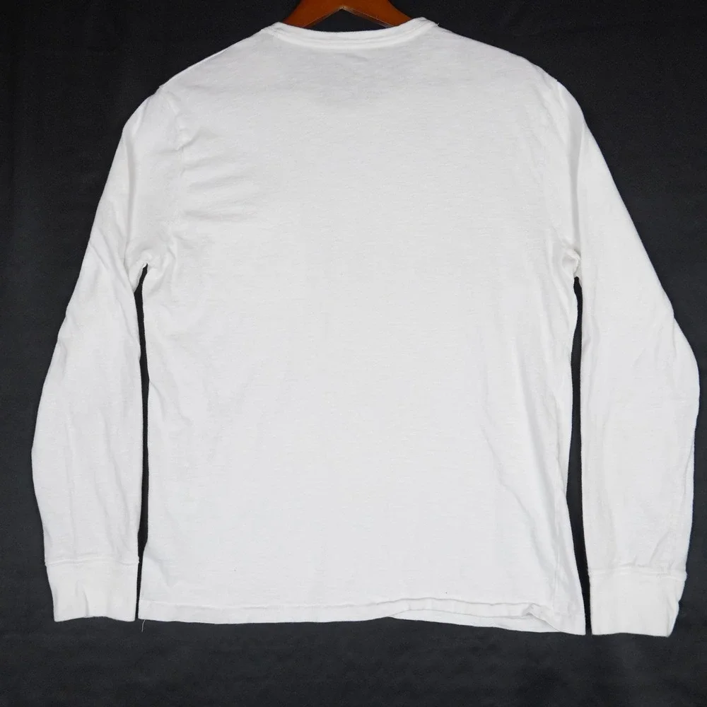 J. Crew Slub Cotton Yarns Long Sleeve Pocket Tee Mens L White Garment Dyed Shirt